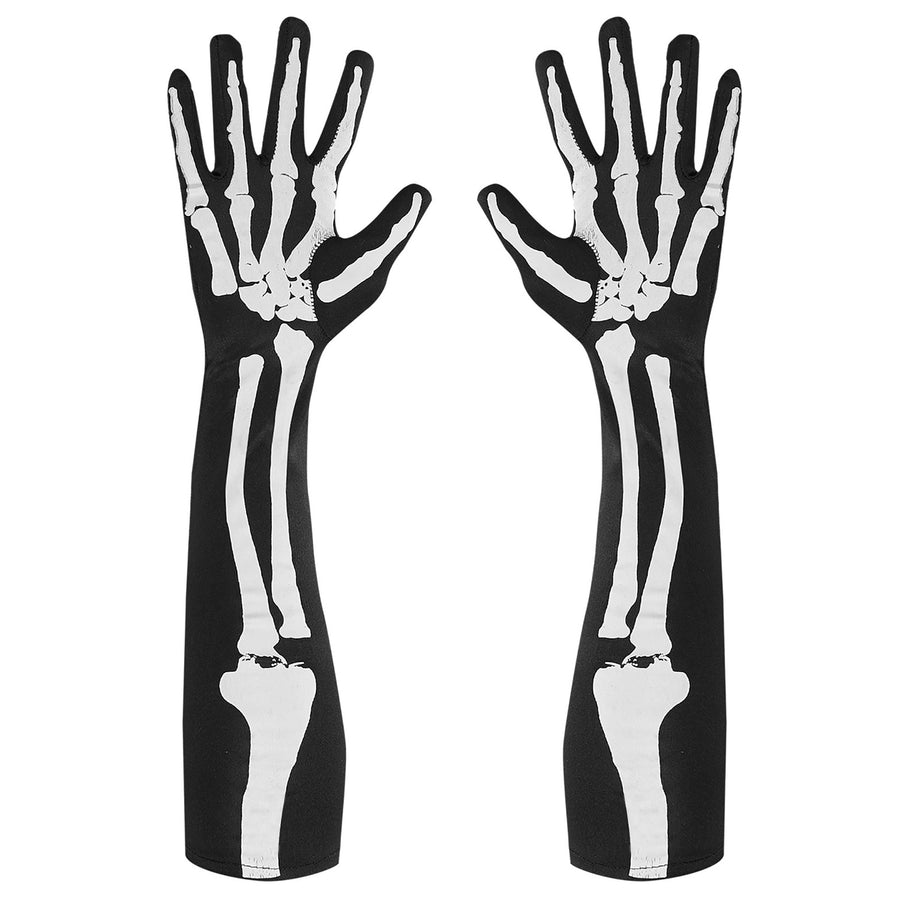"HANDSCHUHE SKELETT" 50 cm - Front- und Rückseite bedruckt – Vorderansicht