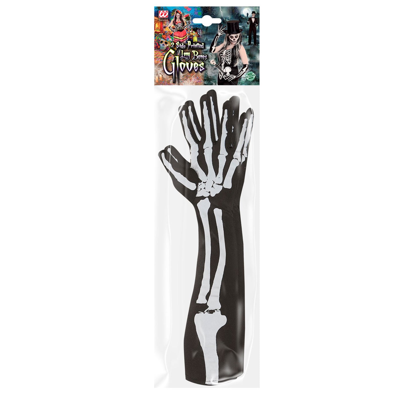 "HANDSCHUHE SKELETT" 50 cm - Front- und Rückseite bedruckt – Detailansicht