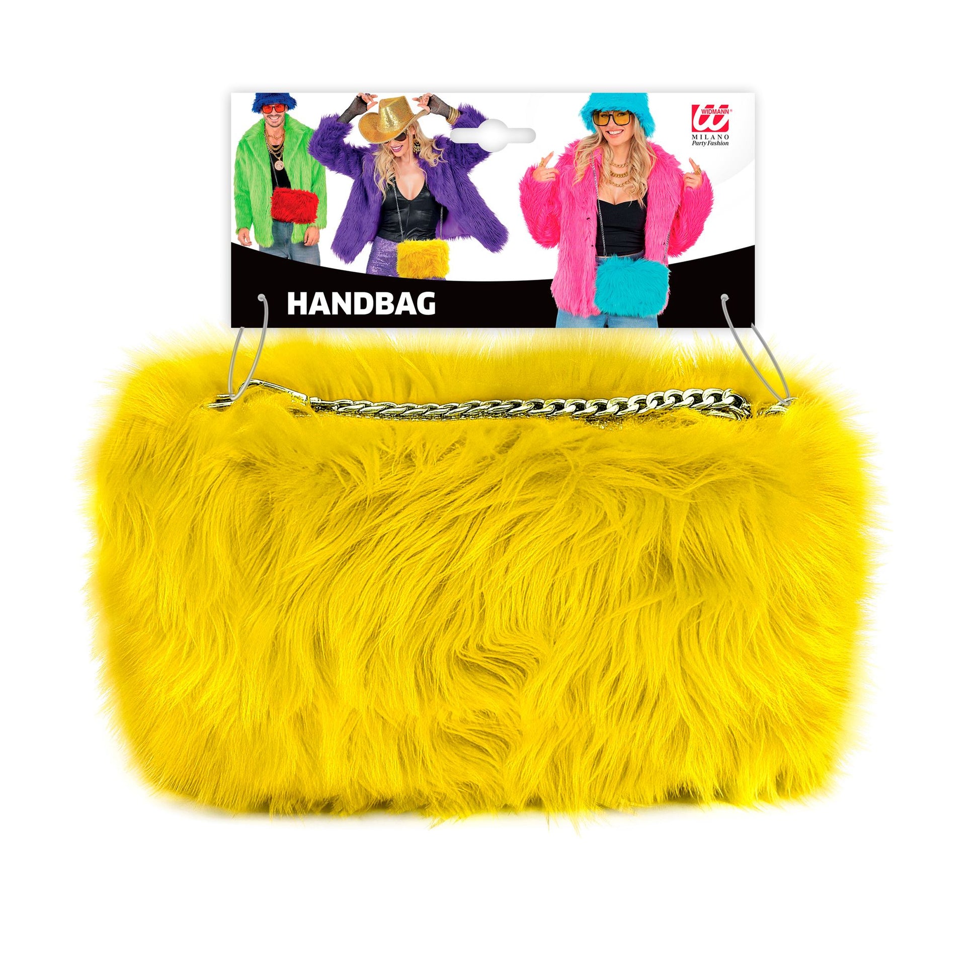 "HANDTASCHE LANGHAARPLÜSCH GELB" – Detailansicht