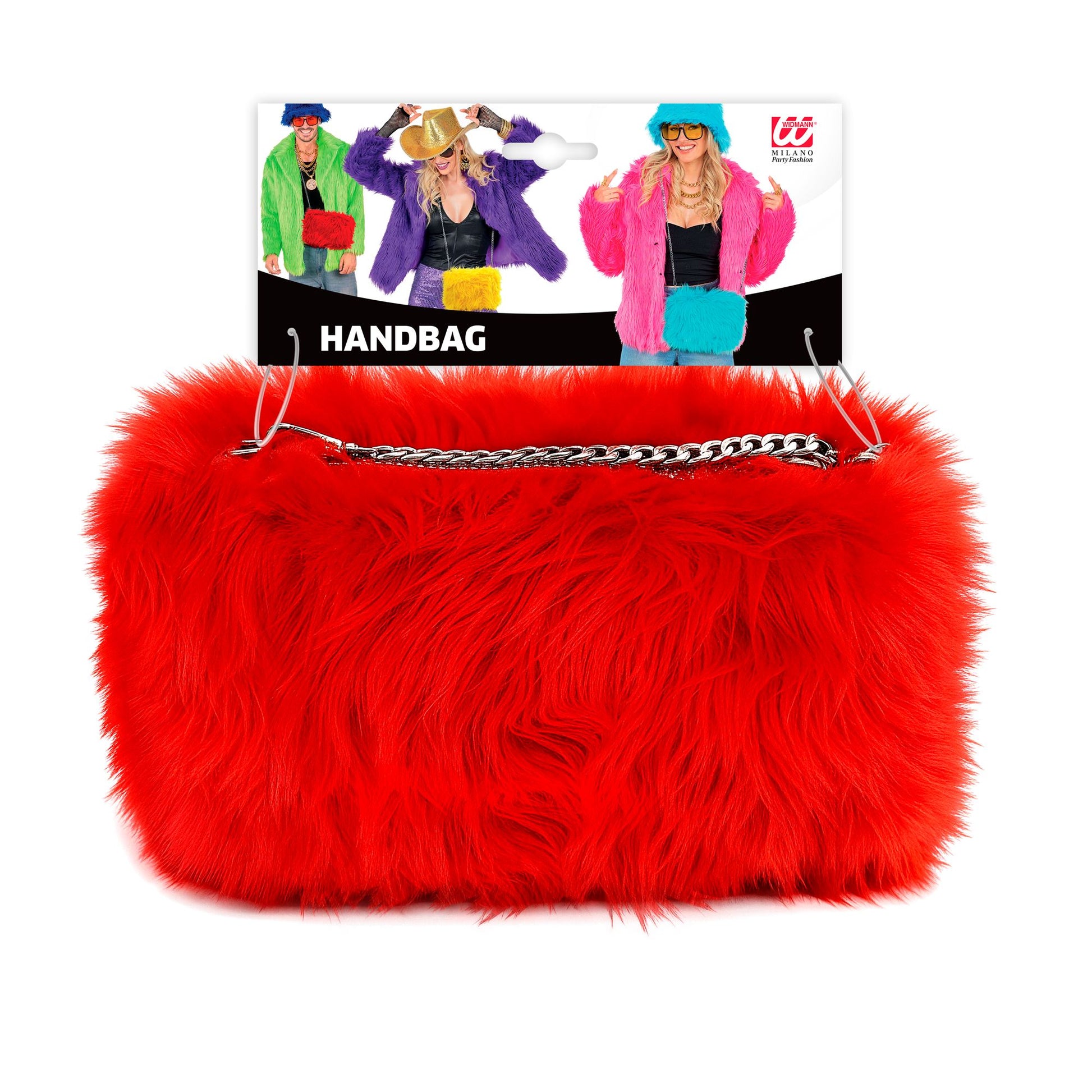"HANDTASCHE LANGHAARPLÜSCH ROT" – Detailansicht