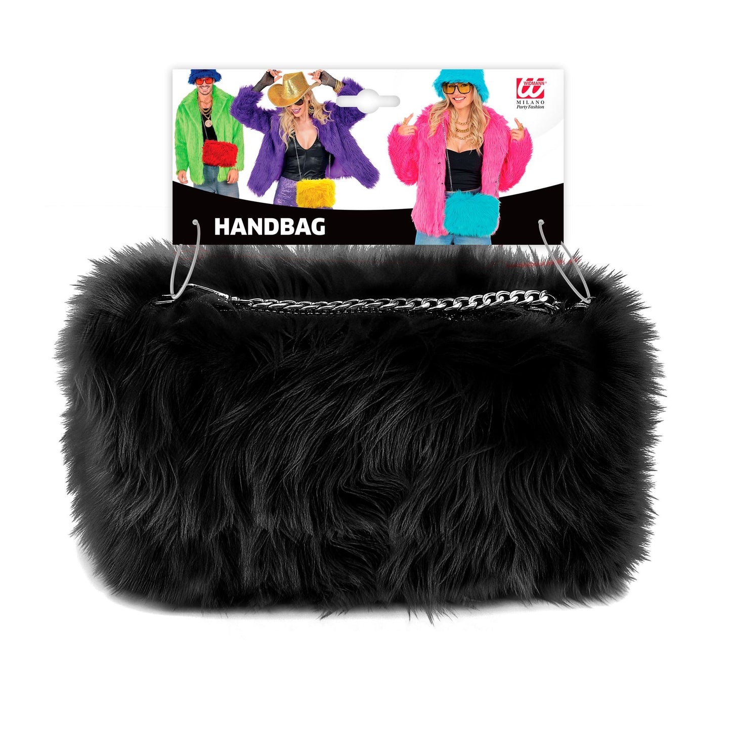 "HANDTASCHE LANGHAARPLÜSCH SCHWARZ" – Detailansicht