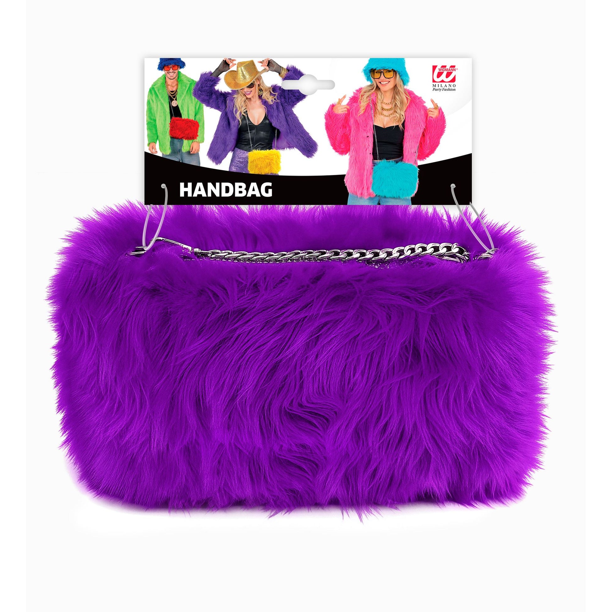 "HANDTASCHE LANGHAARPLÜSCH VIOLETT" – Detailansicht