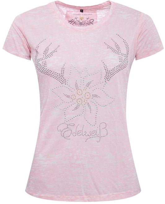 Trachtenshirt Hangowear Franzi Edelweiss – Rosa Damen Oktoberfest - Fasnacht24.ch