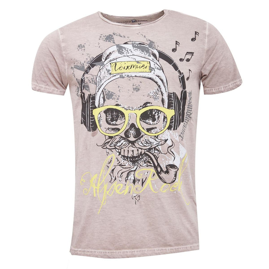 Hangowear Trachtenshirt Finn – Herren Baumwolle Beige mit Totenkopf-Print - Fasnacht24.ch