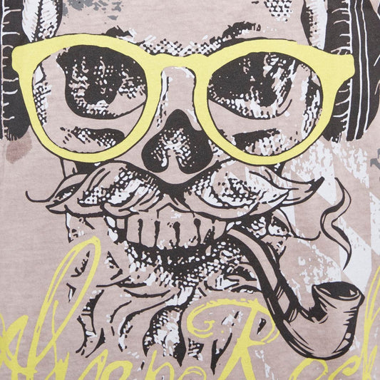 Hangowear Trachtenshirt Finn – Herren Baumwolle Beige mit Totenkopf-Print - Fasnacht24.ch