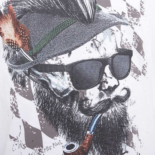 Trachtenshirt V-Neck Herren – Hangowear Franzl Weiß Baumwolle - Fasnacht24.ch