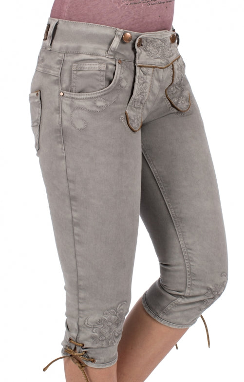Trachten Kniebundhose Grau – Hangowear Ovida Damenhose mit Stickerei - Fasnacht24.ch