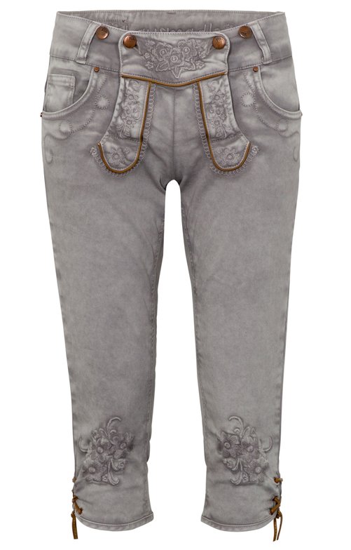 Trachten Kniebundhose Grau – Hangowear Ovida Damenhose mit Stickerei - Fasnacht24.ch
