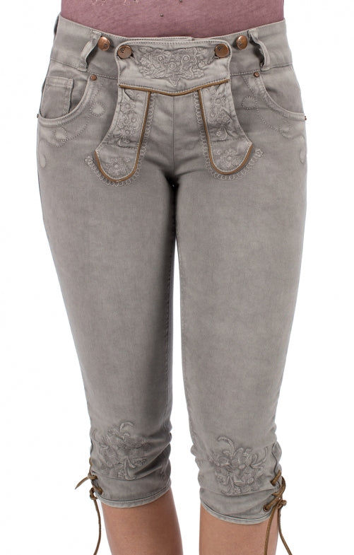 Trachten Kniebundhose Grau – Hangowear Ovida Damenhose mit Stickerei - Fasnacht24.ch