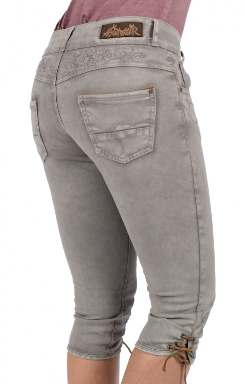 Trachten Kniebundhose Grau – Hangowear Ovida Damenhose mit Stickerei - Fasnacht24.ch