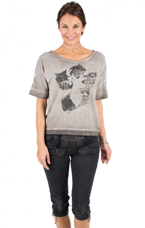 Trachten Kniebundhose Damen – Hangowear Ovida Schwarze Slim Jeans - Fasnacht24.ch