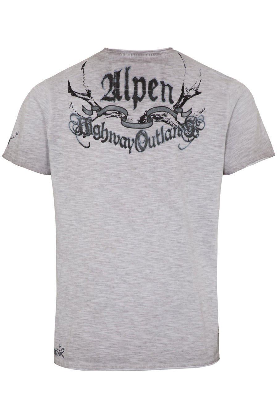 Hangowear Trachtenshirt Clint – Graues Alpenbiker Baumwollshirt Herren - Fasnacht24.ch – Detailansicht