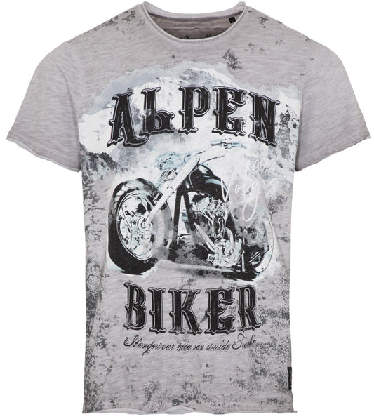 Hangowear Trachtenshirt Clint – Graues Alpenbiker Baumwollshirt Herren - Fasnacht24.ch