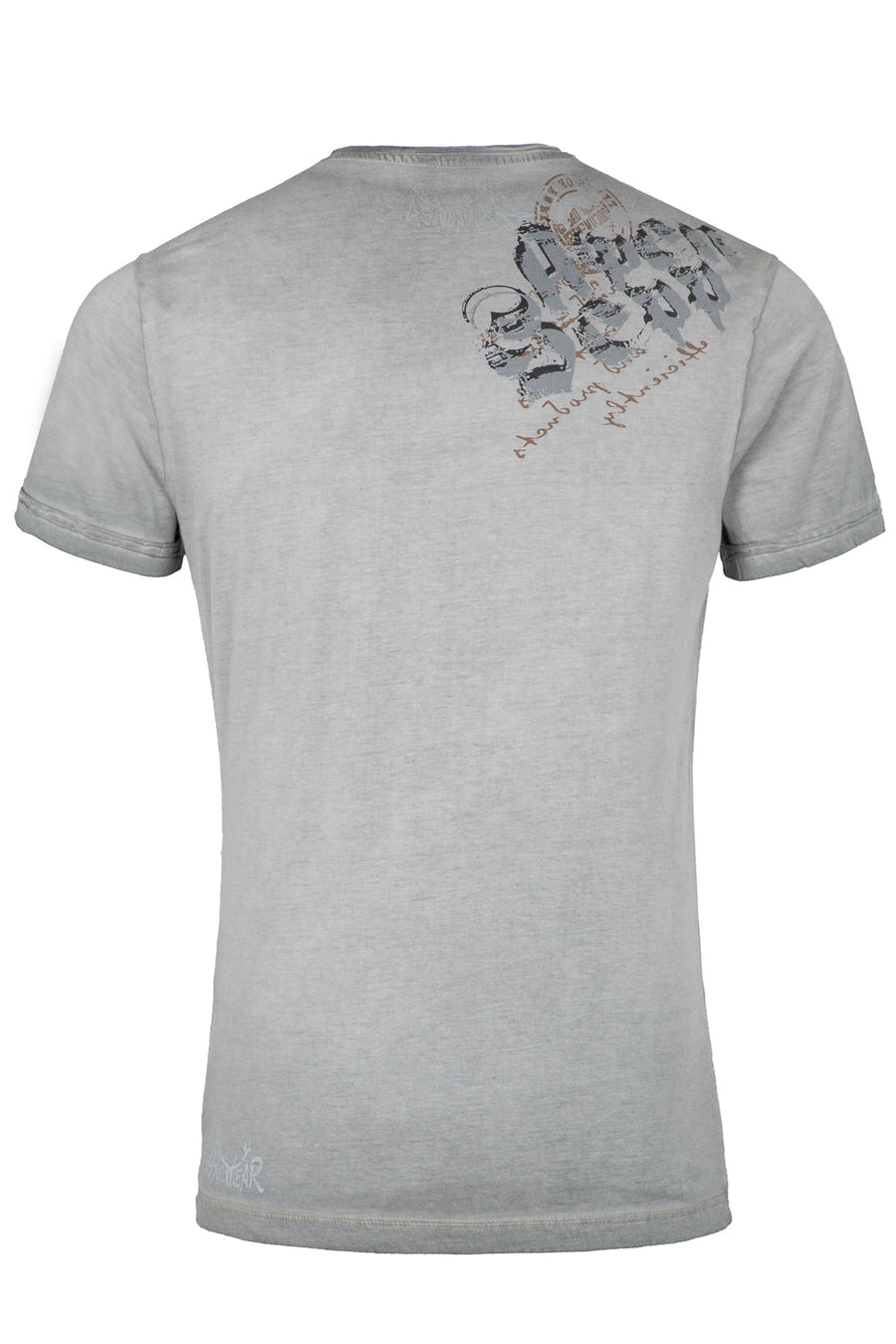 Hangowear Herren Alpen Sepp Trachtenshirt Grau Oil-Washed V-Neck – Detailansicht