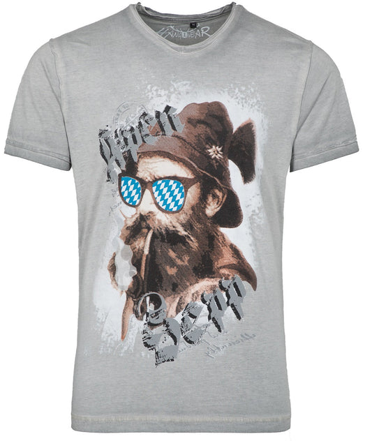 Hangowear Alpen Sepp Trachtenshirt Herren – Grau, Jersey Baumwolle - Fasnacht24.ch