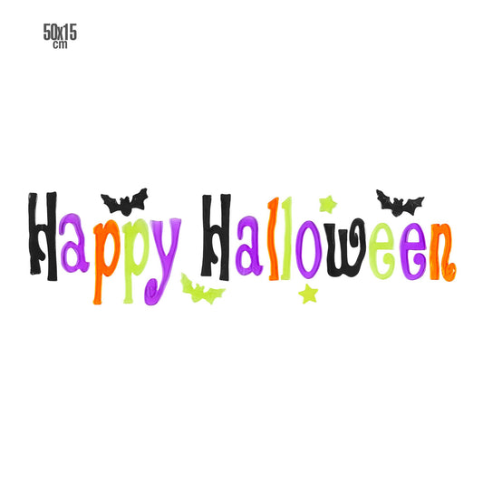 "HAPPY HALLOWEEN GEL FENSTERBILDER" 50x15 cm – Vorderansicht