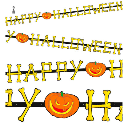 "HAPPY HALLOWEEN- GIRLANDE" 2 m – Vorderansicht