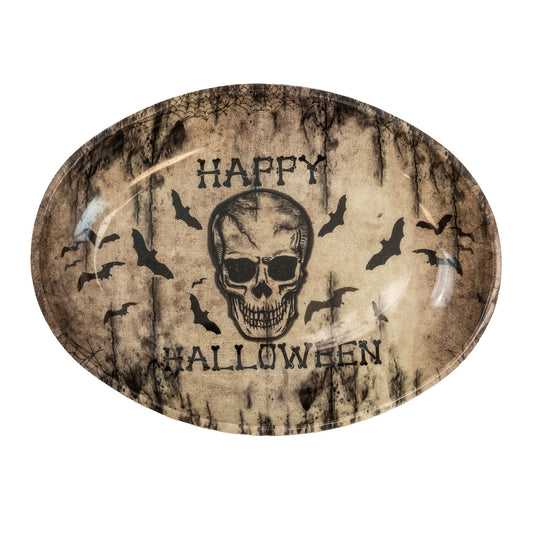 "HAPPY HALLOWEEN TOTENKOPF SCHALE" 40 x 30,5 cm – Vorderansicht