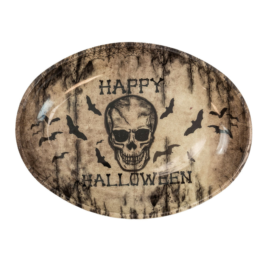 "HAPPY HALLOWEEN TOTENKOPF SCHALE" 40 x 30,5 cm – Vorderansicht