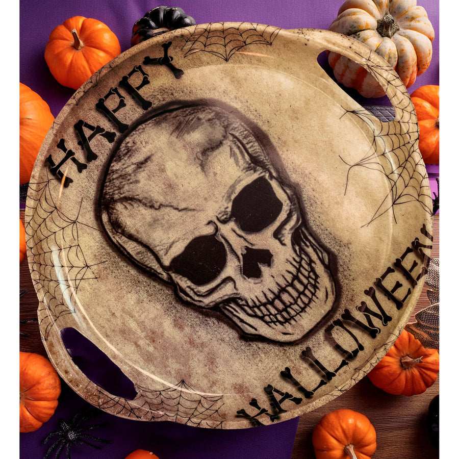 "HAPPY HALLOWEEN TOTENKOPF TABLETT MIT GRIFFEN" 30 cm – Detailansicht
