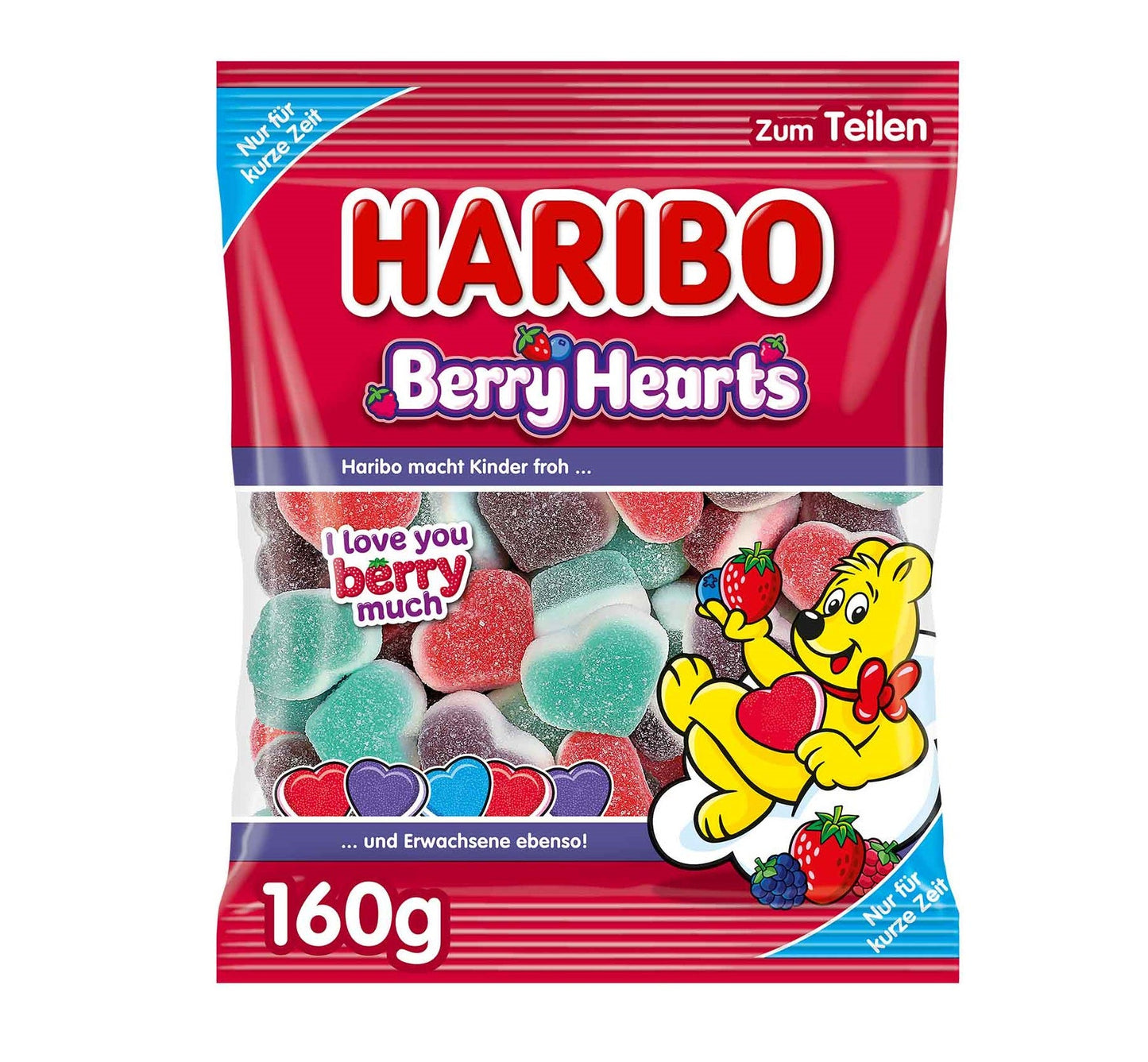 Haribo Berry Hearts 160g Fruchtgummi mit Schaumzucker in Herzform