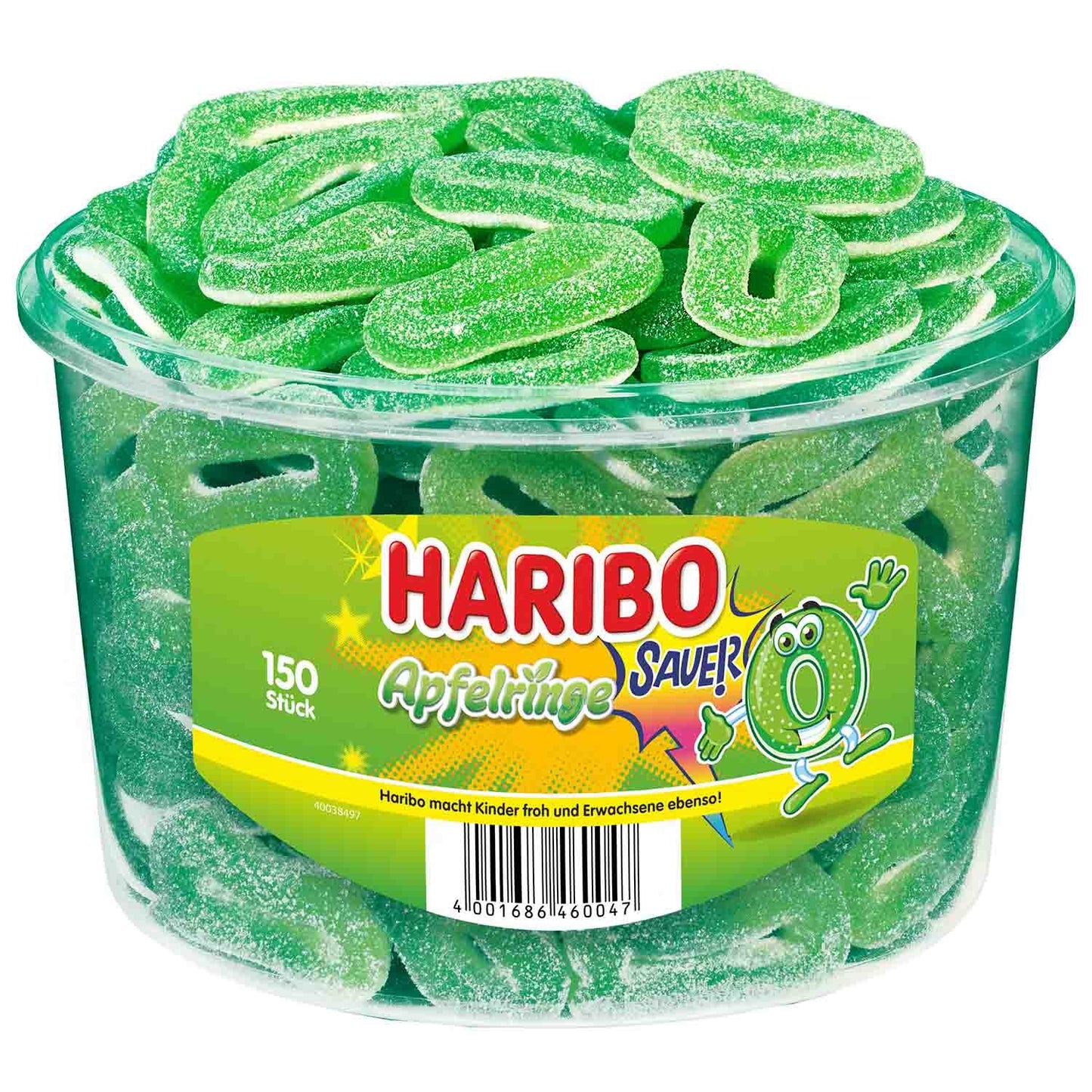 Haribo Saure Apfelringe Fruchtgummi 150 Stück Packung – Produktansicht
