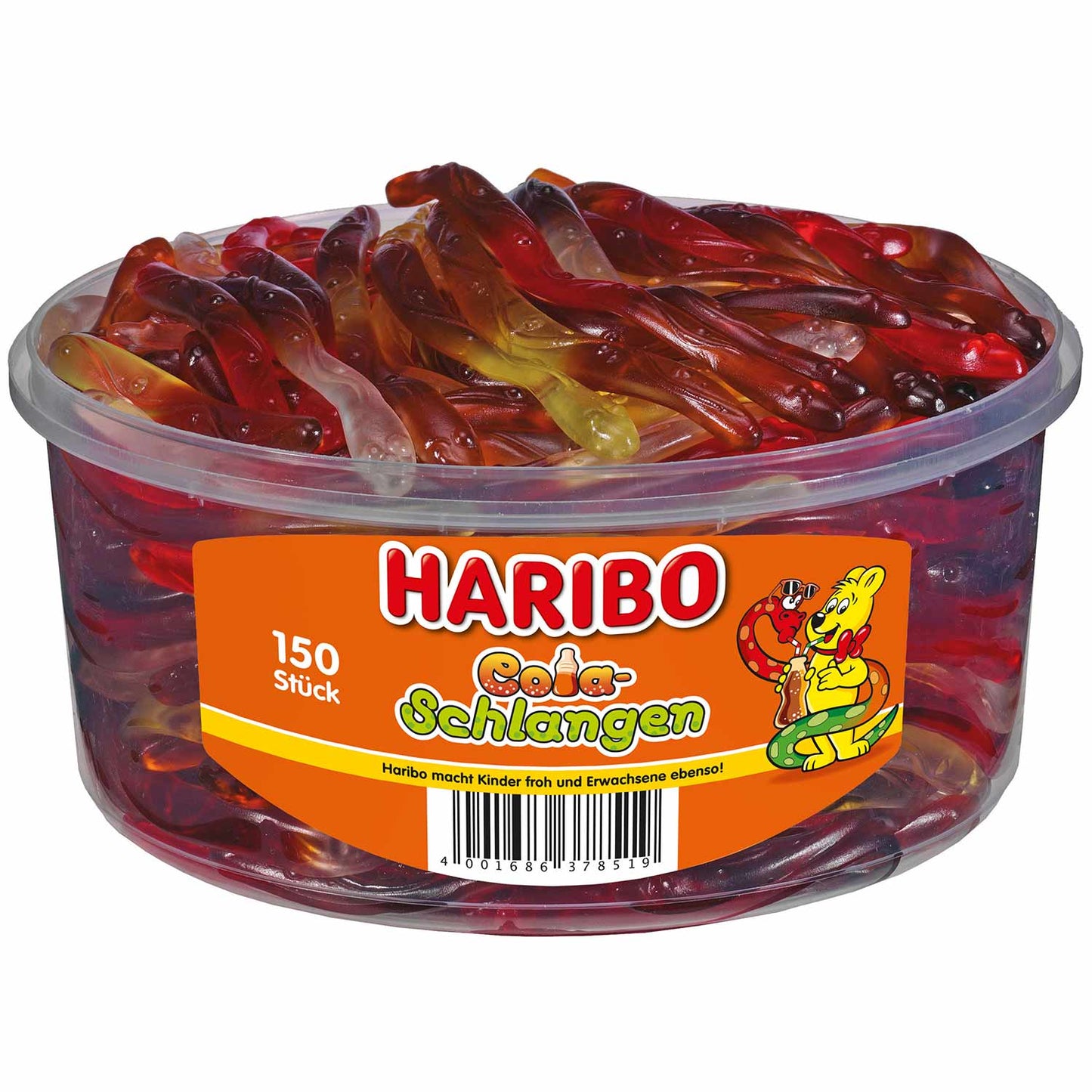 Haribo Cola-Schlangen Fruchtgummi 150 Stück Dose – Produktansicht