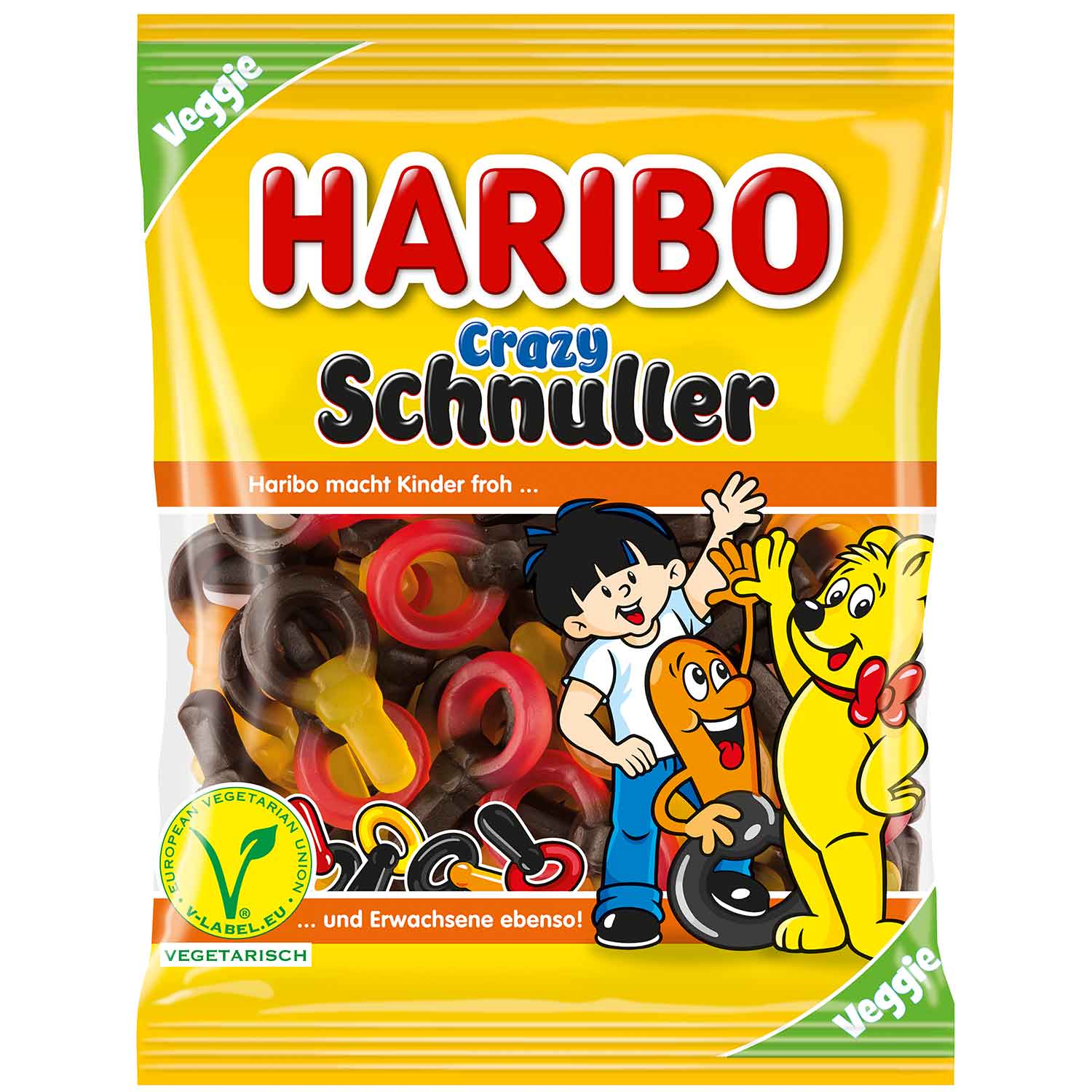 Haribo Crazy Schnuller vegetarisch 175g Fruchtgummi und Lakritz