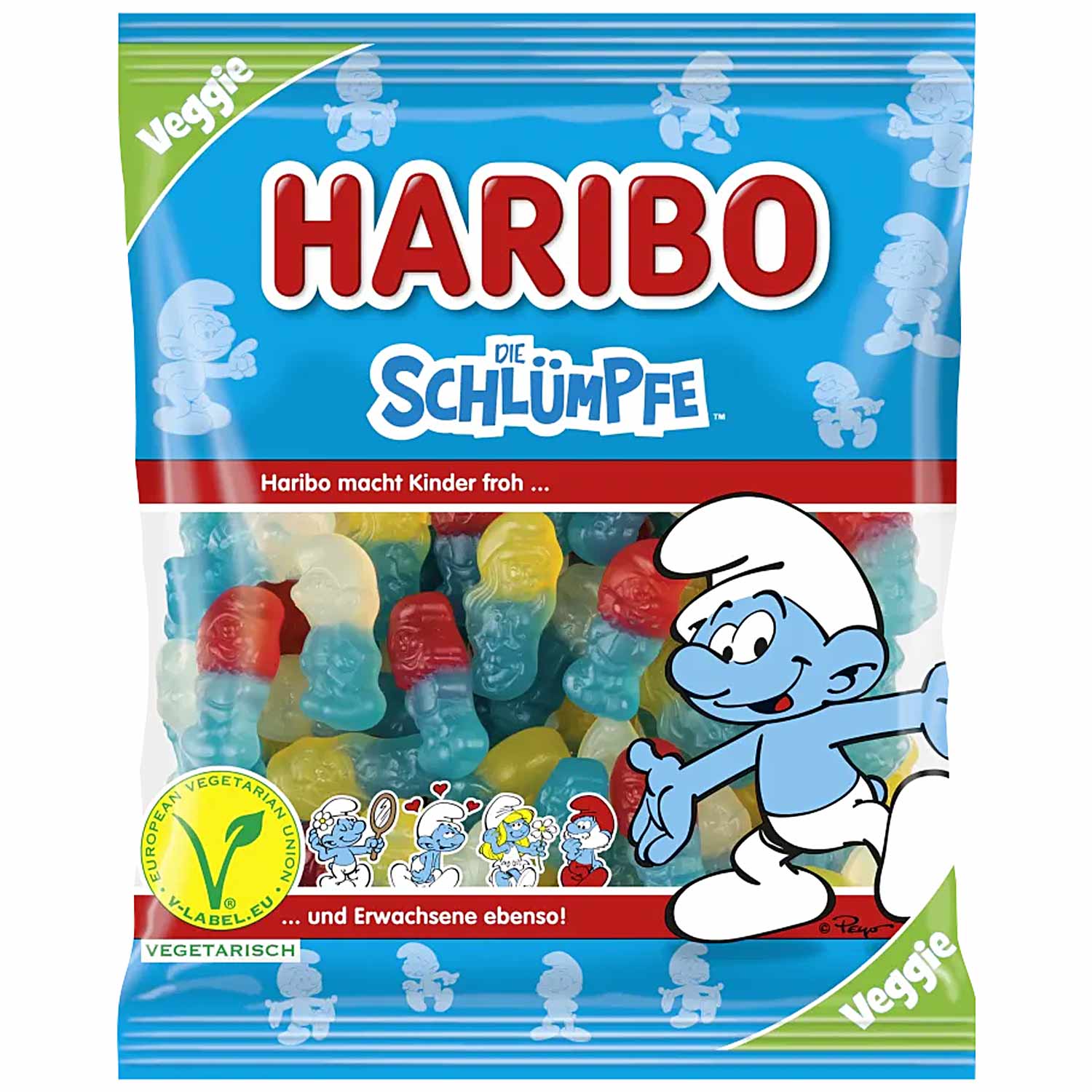 Haribo Die Schlümpfe klein vegetarisch Fruchtgummi 175g Packung