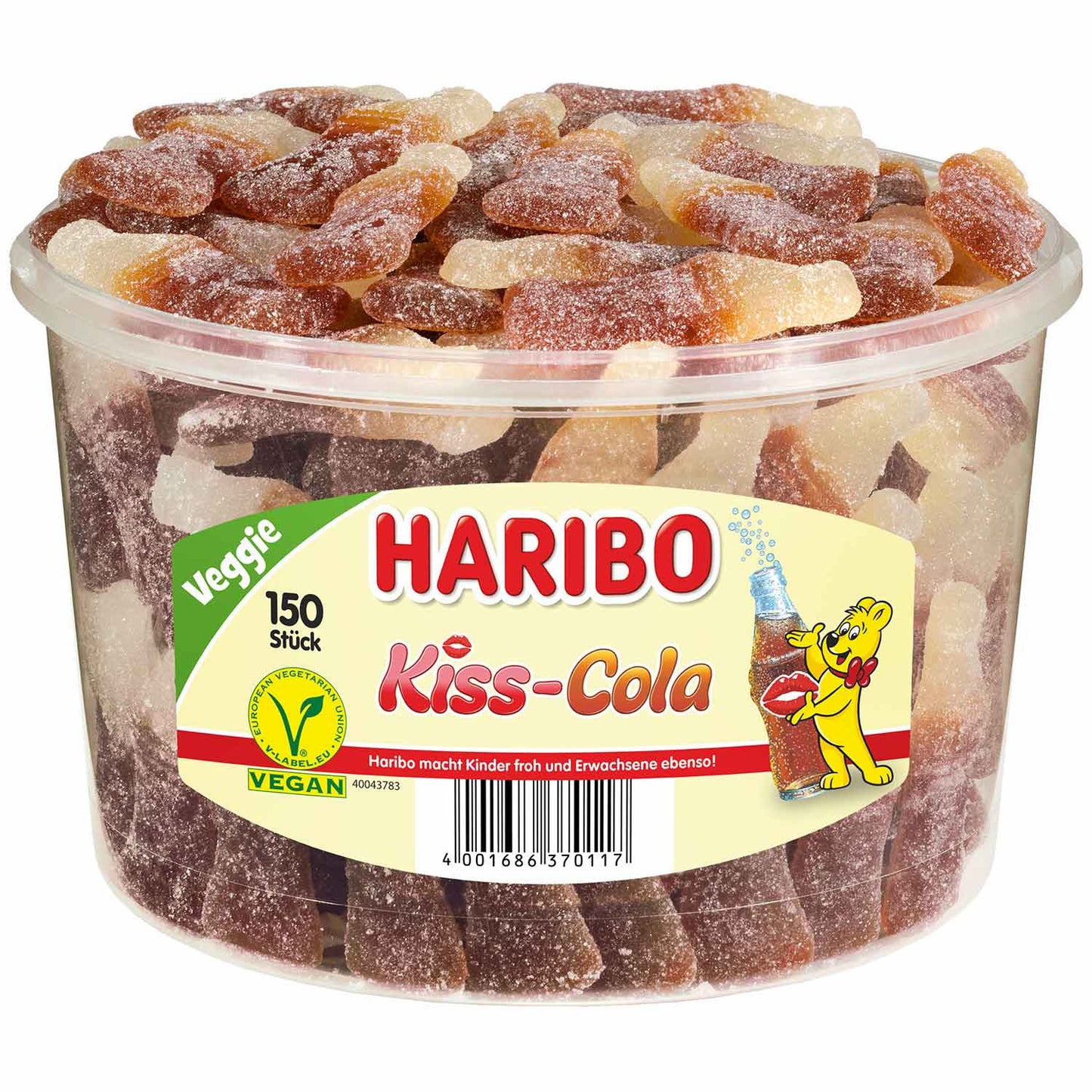 Haribo Kiss-Cola vegan 150er Fruchtgummis Cola Geschmack – Produktansicht