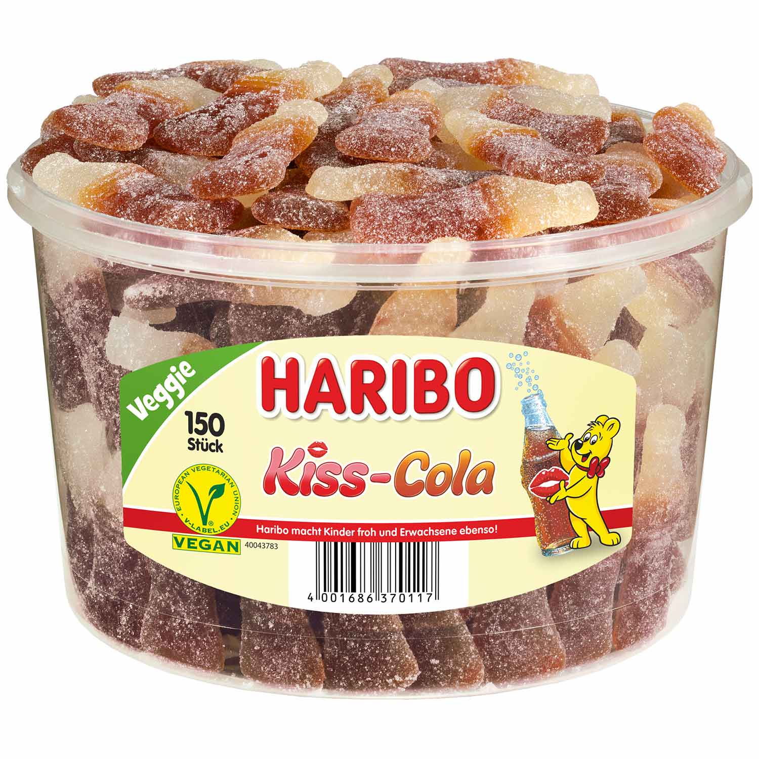 Haribo Kiss-Cola vegan 150er Fruchtgummis Cola Geschmack – Produktansicht