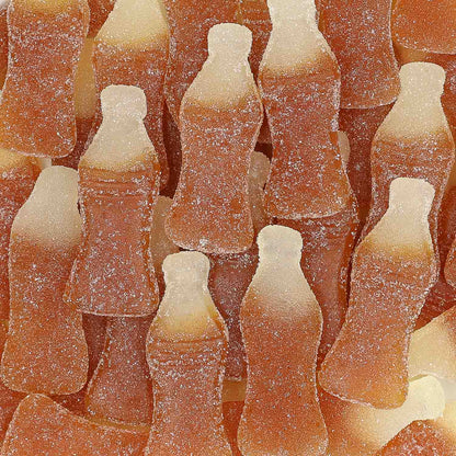 Haribo Kiss-Cola vegane saure Fruchtgummis in Cola-Fläschchenform, 150 Stück – Detailansicht