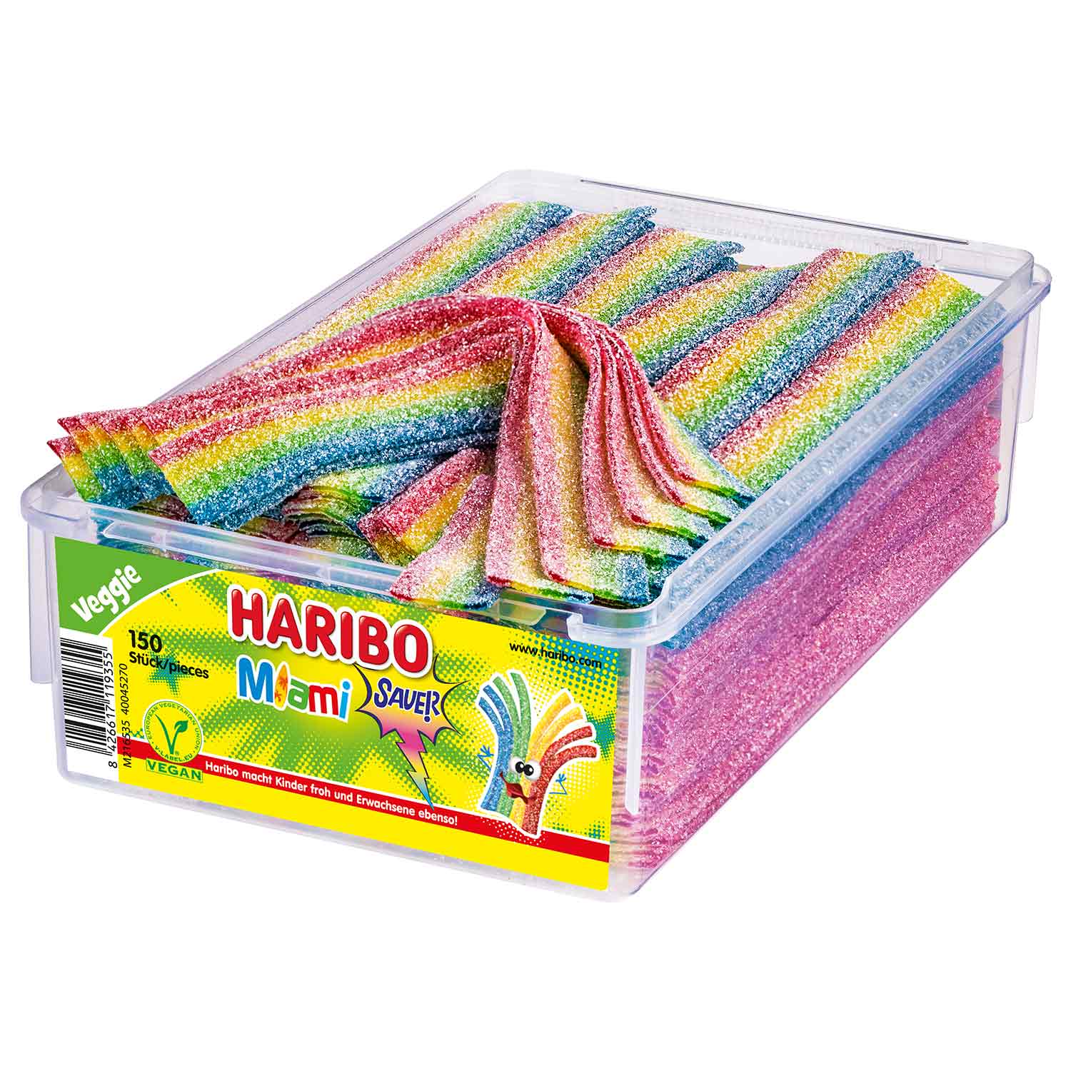 Haribo Miami sauer vegan 150er Fruchtgummi Packung – Produktansicht