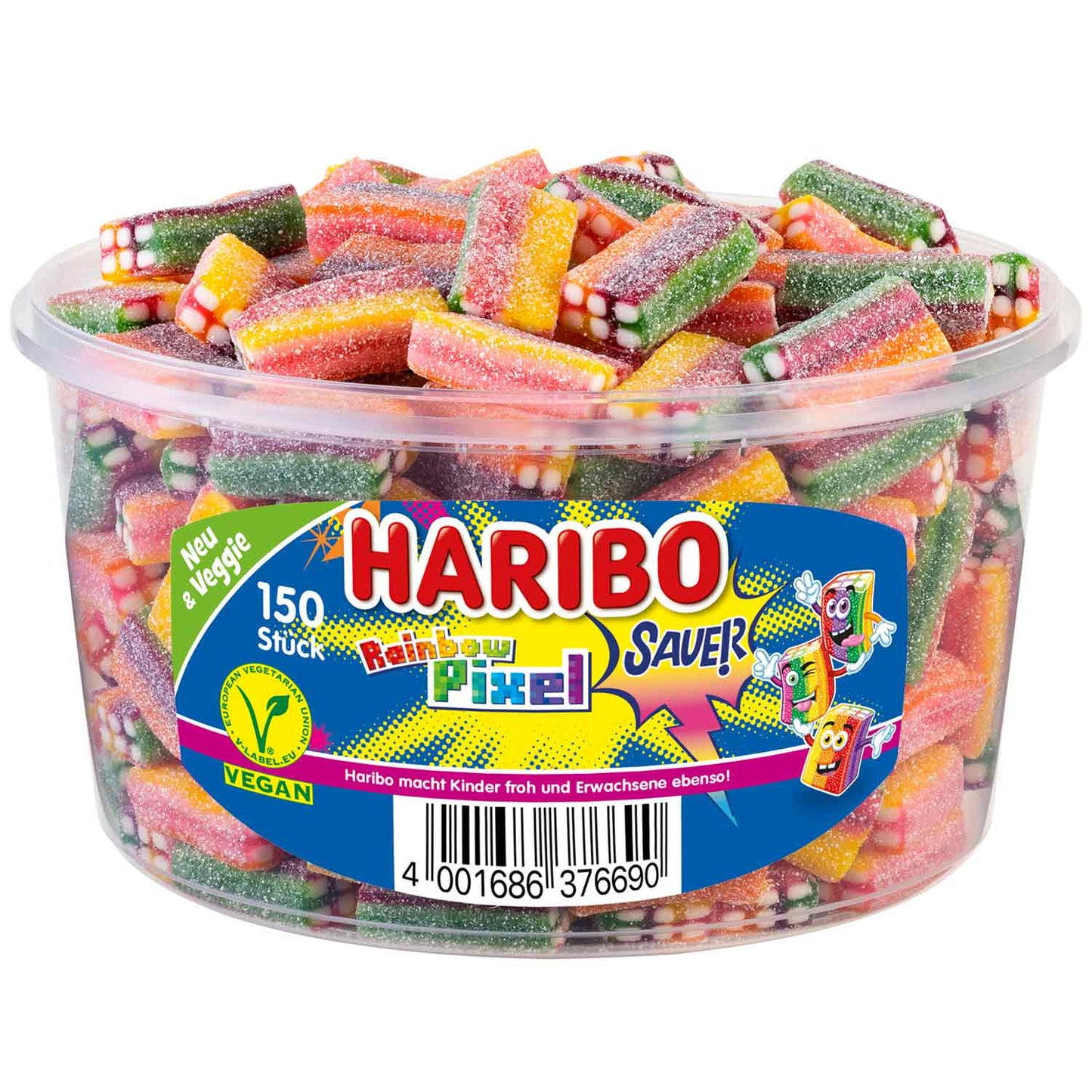 Haribo Rainbow Pixel sauer vegan 150er – Produktansicht