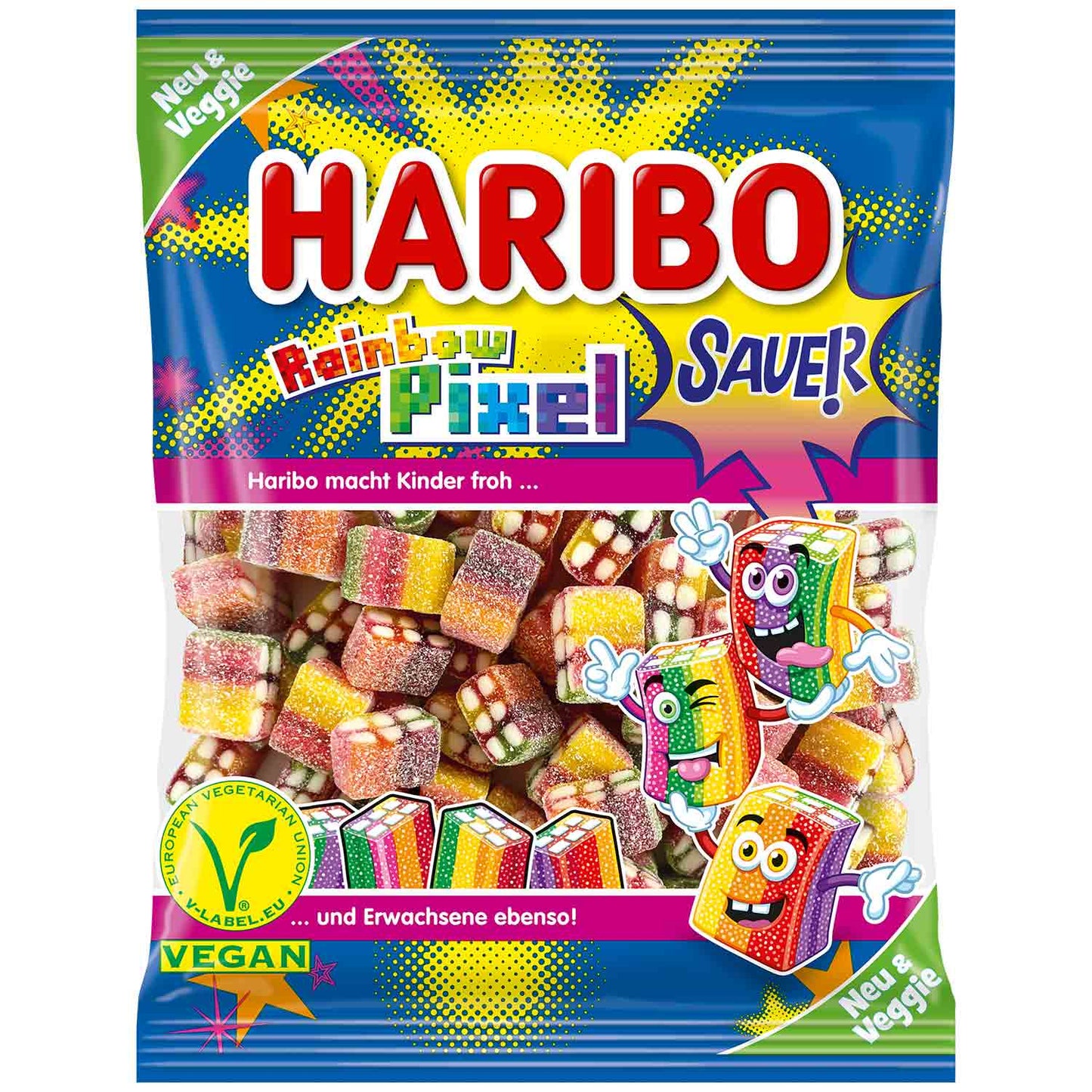 Haribo Rainbow Pixel sauer vegan 160g Fruchtgummi bunt sauer