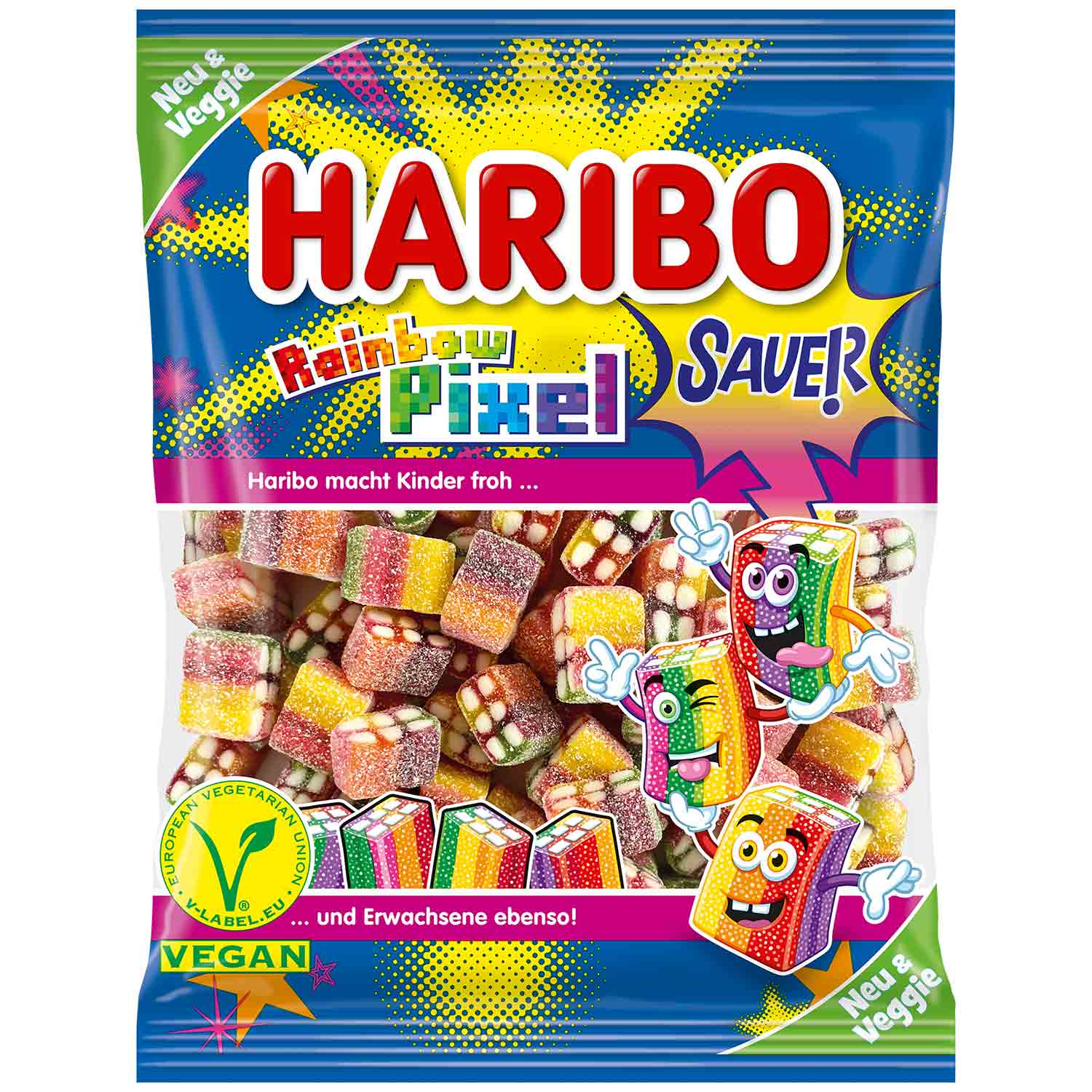 Haribo Rainbow Pixel sauer vegan 160g Fruchtgummi bunt sauer