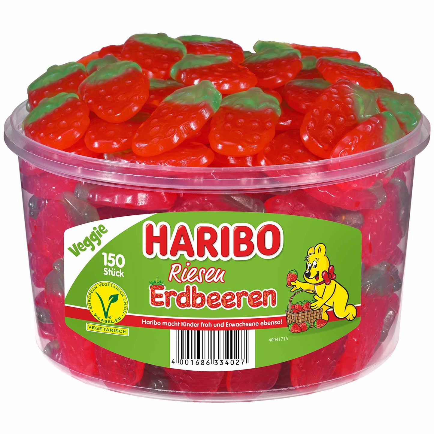 Haribo Riesen Erdbeeren vegetarisch Fruchtgummi 150er – Produktansicht