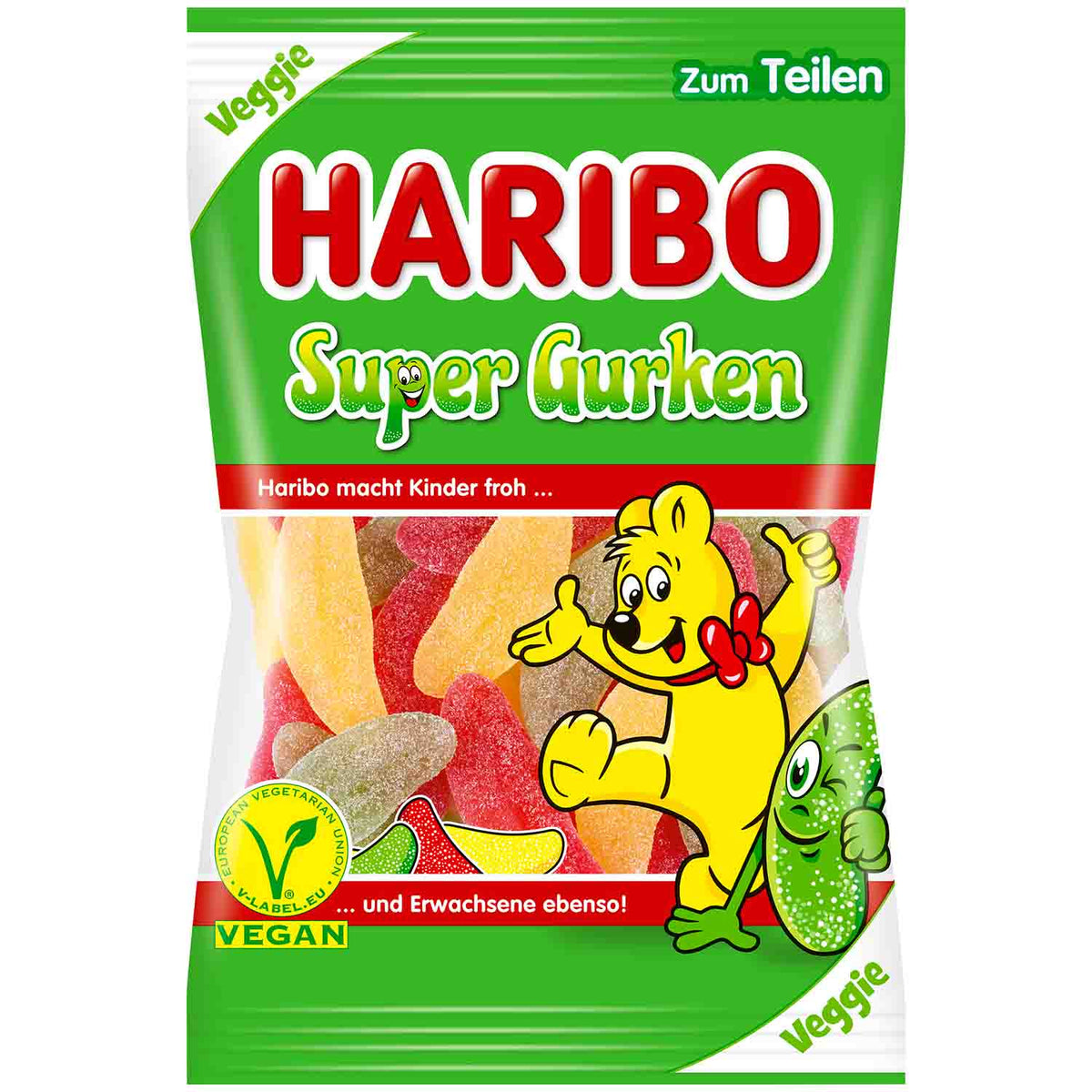 Haribo Super Gurken vegane Fruchtgummi 175 g Beutel