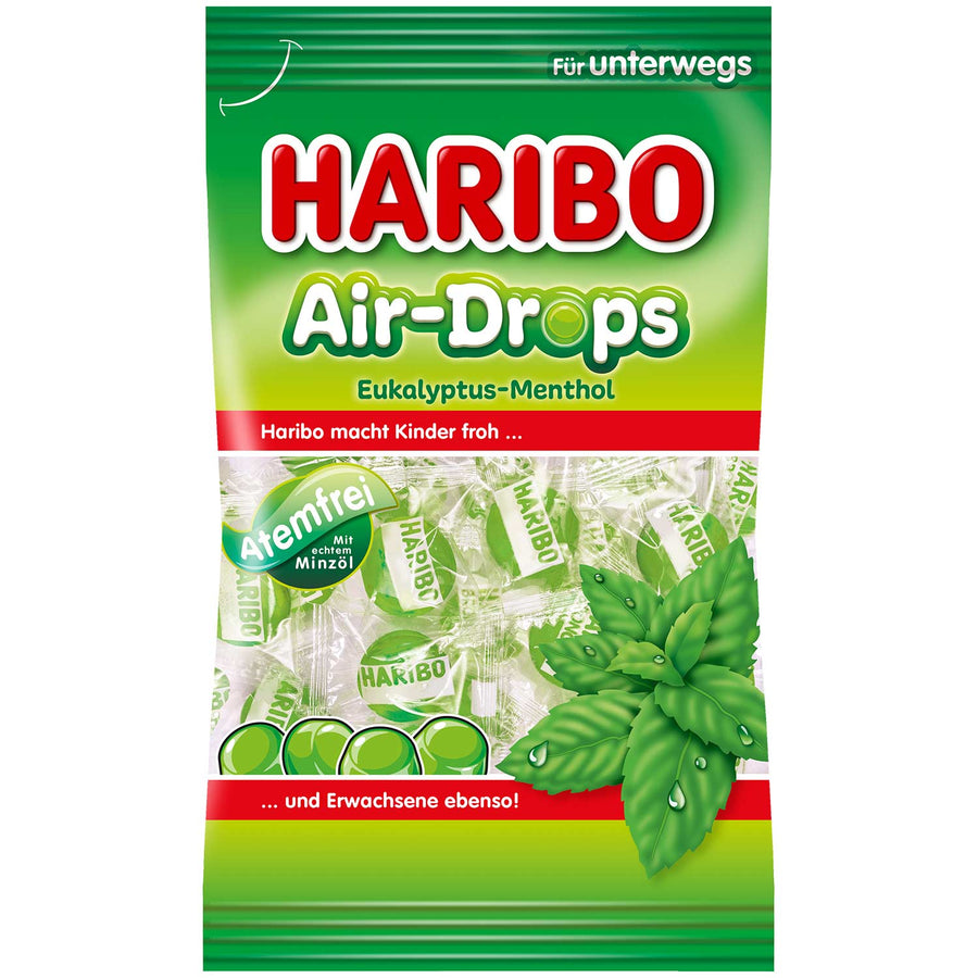 Haribo Air-Drops Eukalyptus-Menthol Kaubonbons 100 g Beutel – Produktansicht