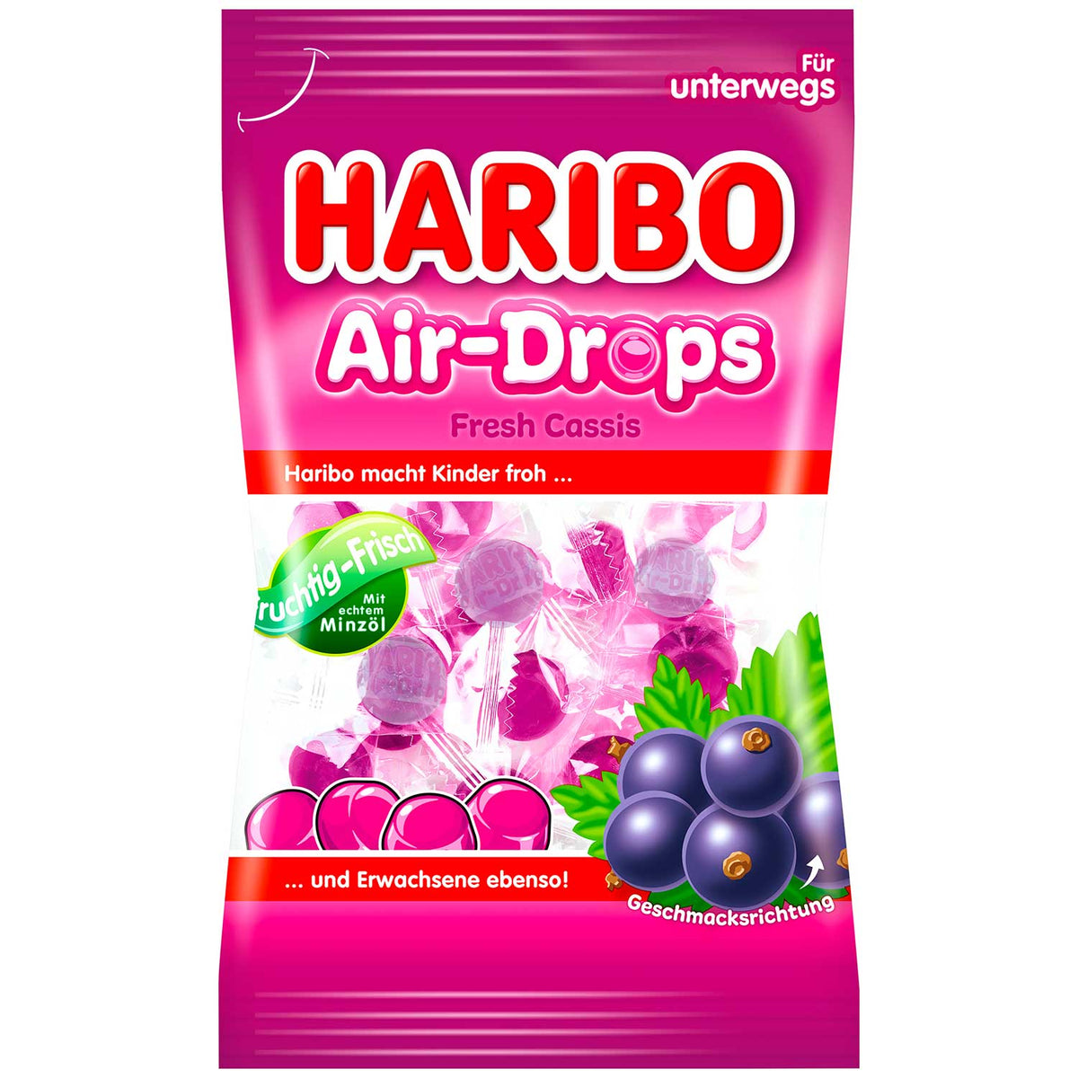 Haribo Air-Drops Fresh Cassis Kaubonbon schwarz 100 g