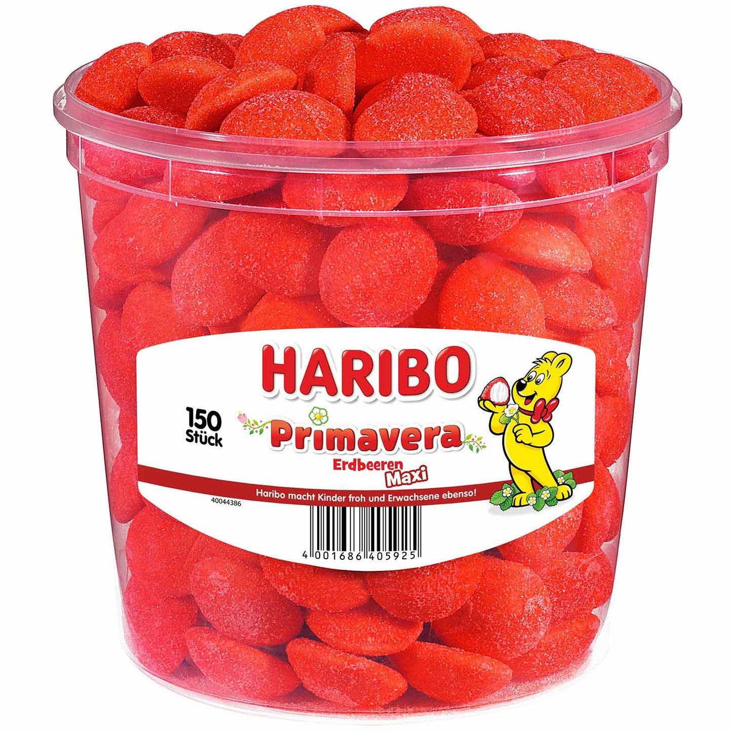Haribo Primavera Erdbeeren Maxi Schaumzucker Dose 150 Stück – Produktansicht