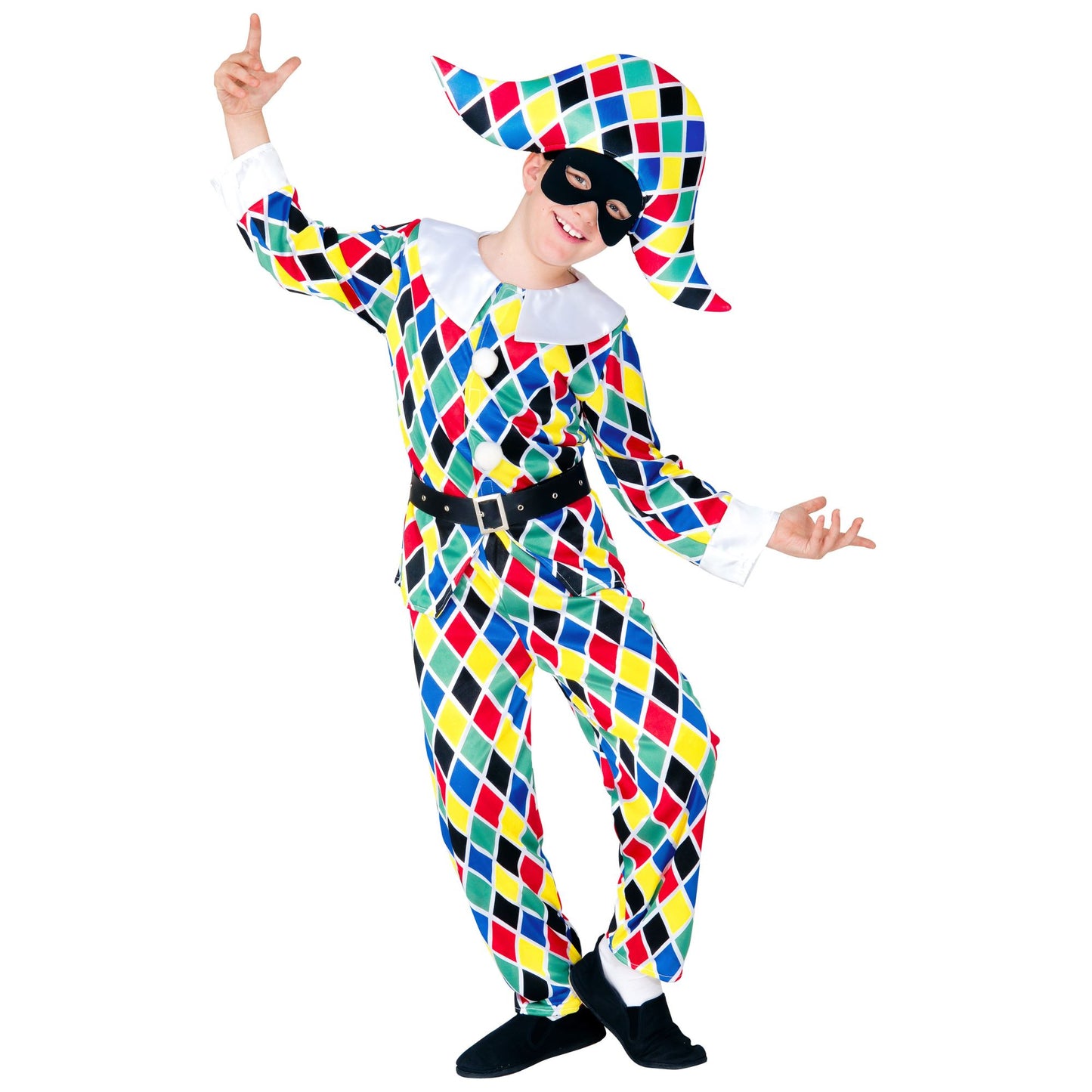 "HARLEKIN" (Jacke, Hose, Gürtel, Hut) – Vorderansicht