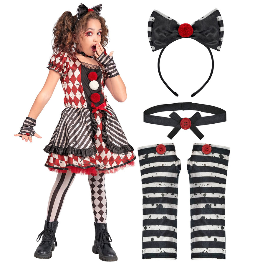 "HARLEKIN PUPPE" (Kleid, Haarreif mit Schleife, Halsband, Handschuhe) – Detailansicht