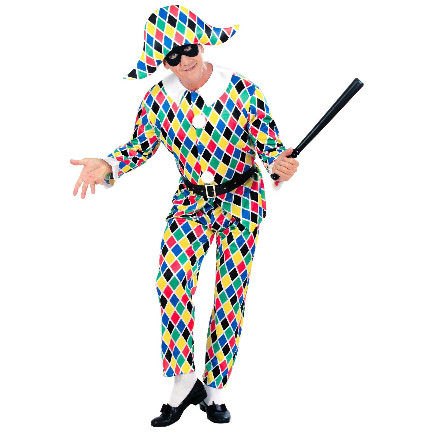 "HARLEKIN" (Weste, Hose, Gürtel, Hut) – Vorderansicht