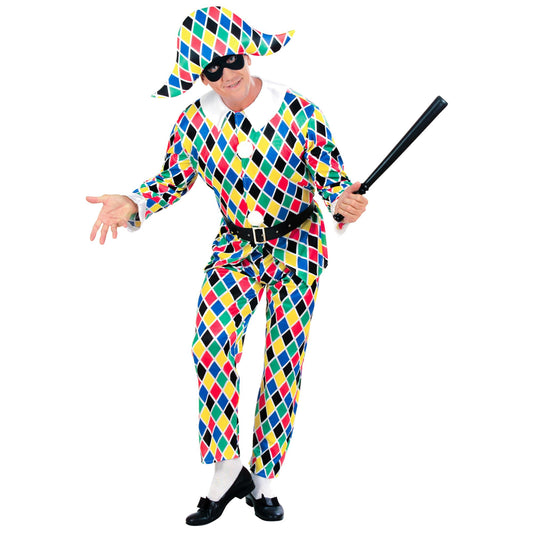 "HARLEKIN" (Weste, Hose, Gürtel, Hut) – Vorderansicht