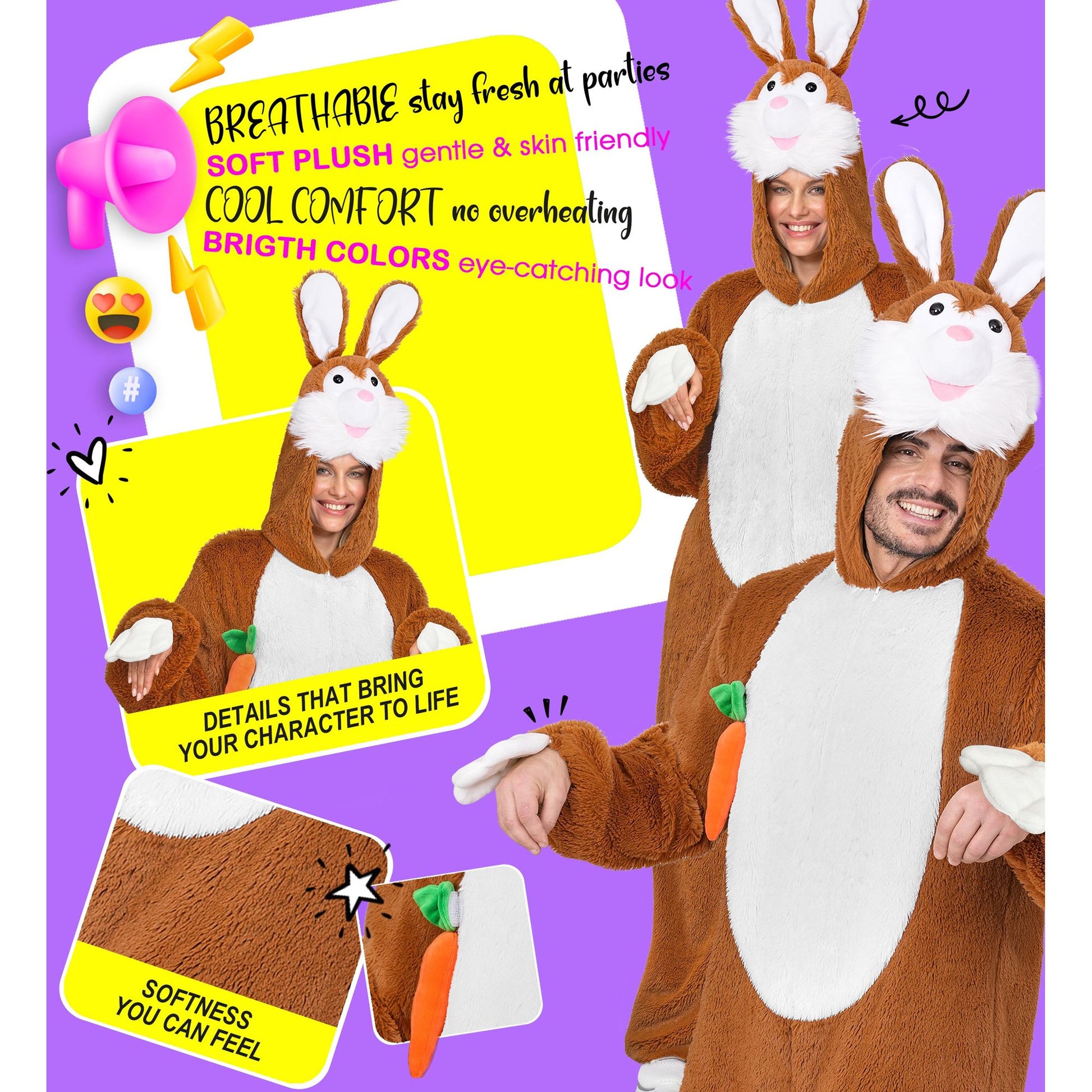 "HASE EXTRA WEICHES PLÜSCHKOSTÜM" (Overall mit Kapuze) – Ansicht 6