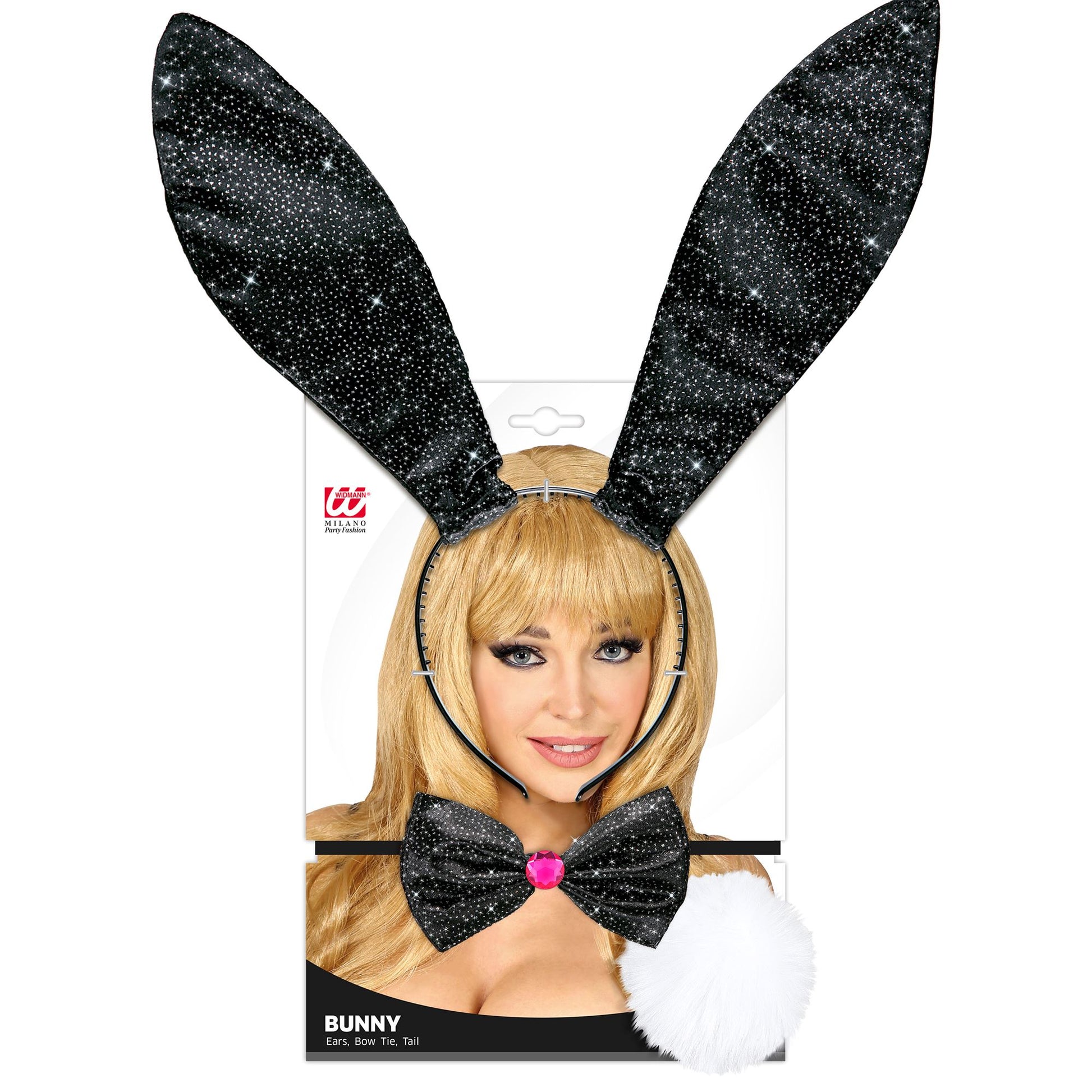 "HASE SCHWARZ " Dress-up Set (Ohren, Fliege, Schwanz) – Detailansicht