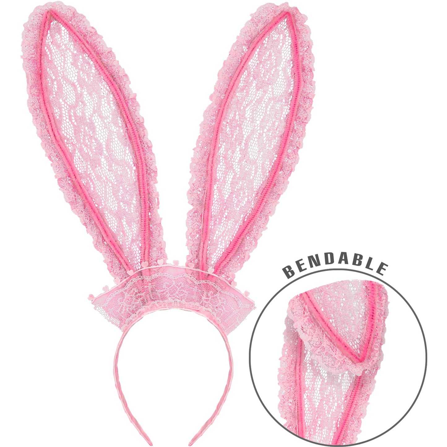 "HASENOHREN MIT ROSA SPITZE" modellierbar – Vorderansicht