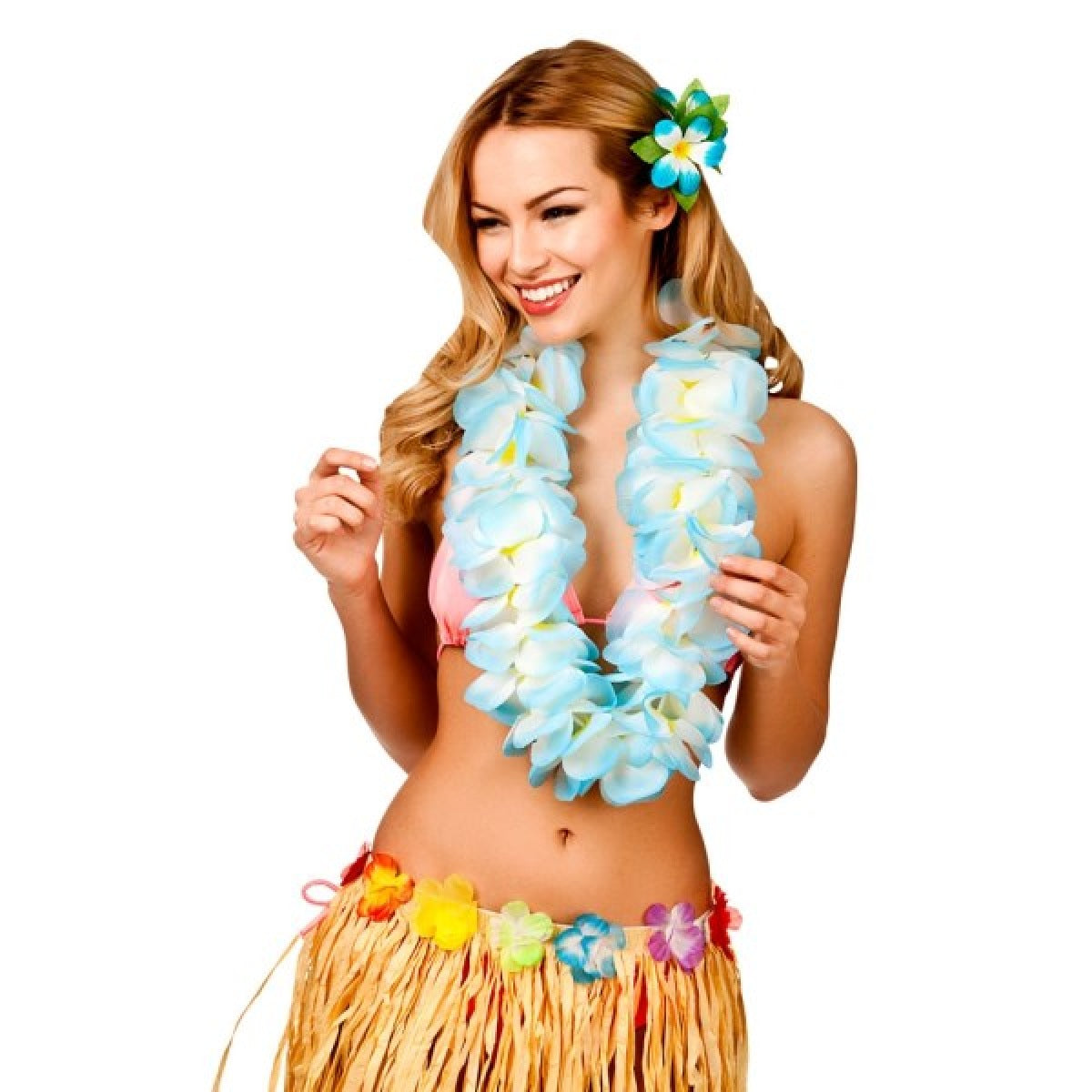 Hawai Waikiki Blütenkette Petal Lei extra Dick 11,5 cm in Sky Blau