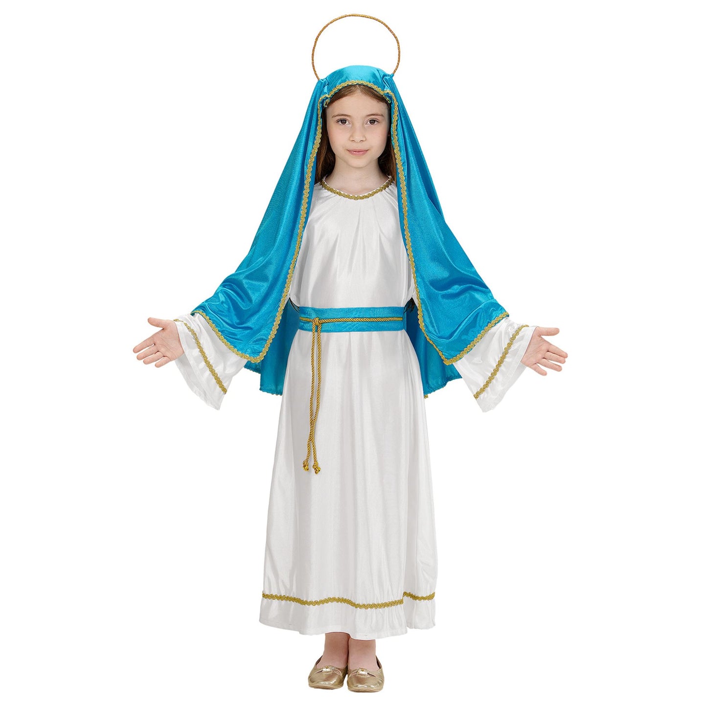 "HEILIGE MARIA" (Tunika, Gürtel, Kopfbedeckung, Heiligenschein) – Vorderansicht